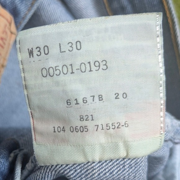 Vintage Levi Strauss 501 XX Jeans 1993 30x30 Rigid Blue Button Fly Denim Cotton - Picture 5 of 8